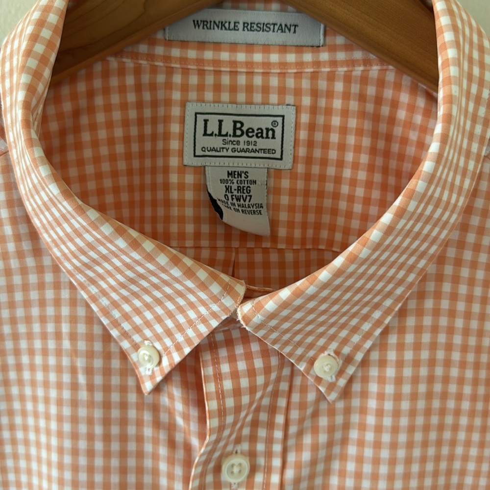 LL Bean Gingham Short Sleeve Shirt Size XL - Picture 2 of 5
